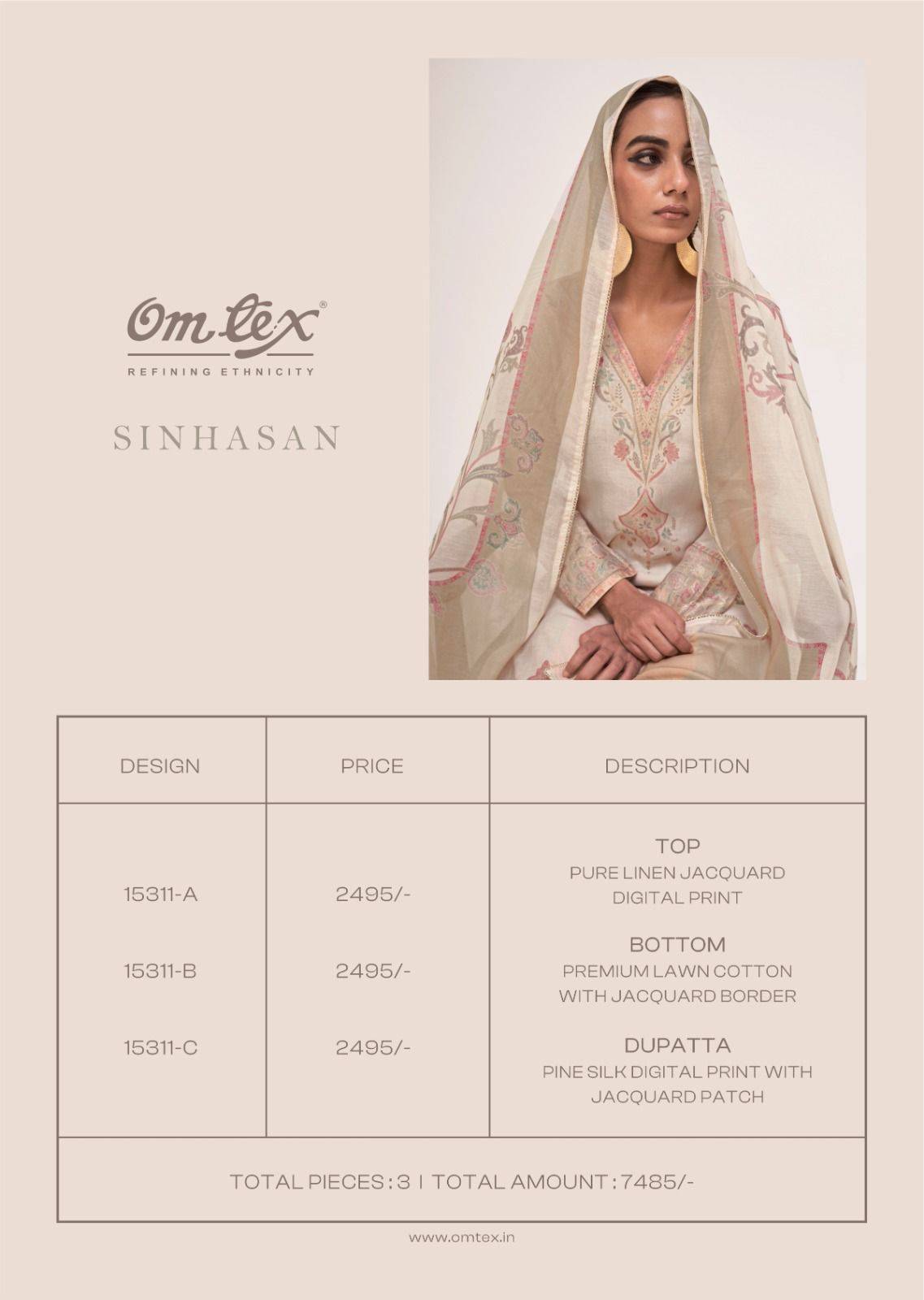 SINHASAN By GANGA Fashion 15311 A TO 15311 C series Beautiful Festive Suits Stylish PURE LINEN JACQUARD PRINTED Dresses At Wholesale Price